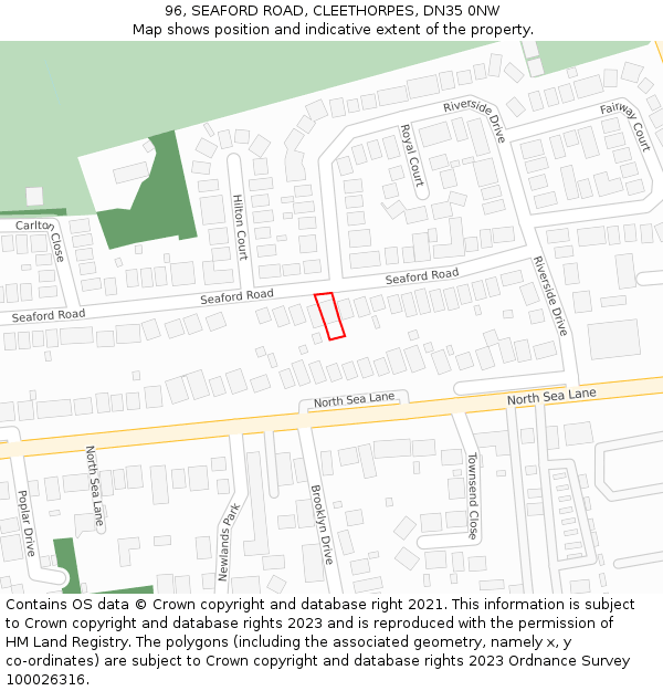 96, SEAFORD ROAD, CLEETHORPES, DN35 0NW: Location map and indicative extent of plot