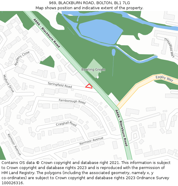 969, BLACKBURN ROAD, BOLTON, BL1 7LG: Location map and indicative extent of plot