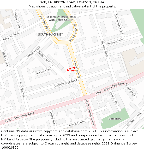 96E, LAURISTON ROAD, LONDON, E9 7HA: Location map and indicative extent of plot