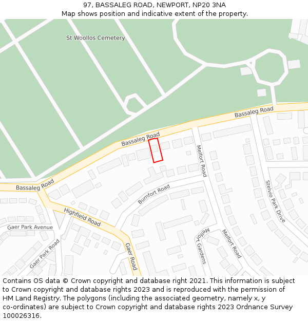 97, BASSALEG ROAD, NEWPORT, NP20 3NA: Location map and indicative extent of plot