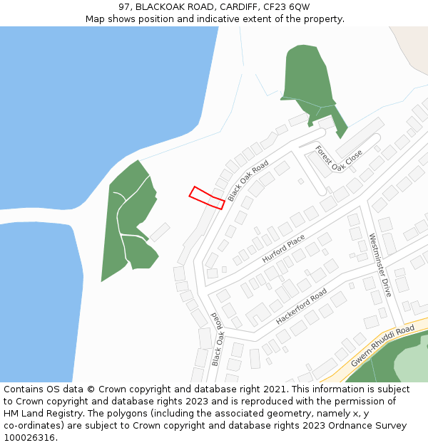 97, BLACKOAK ROAD, CARDIFF, CF23 6QW: Location map and indicative extent of plot