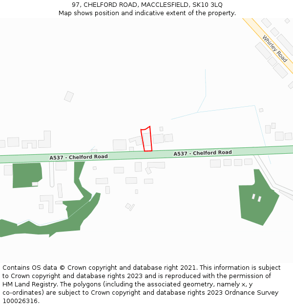 97, CHELFORD ROAD, MACCLESFIELD, SK10 3LQ: Location map and indicative extent of plot