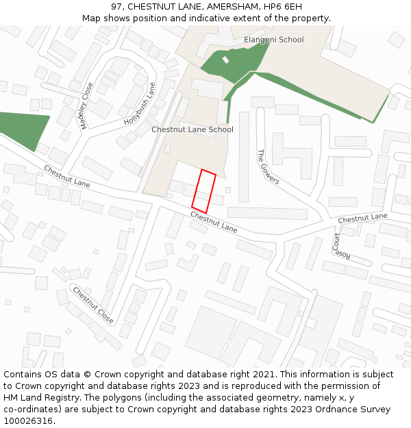 97, CHESTNUT LANE, AMERSHAM, HP6 6EH: Location map and indicative extent of plot