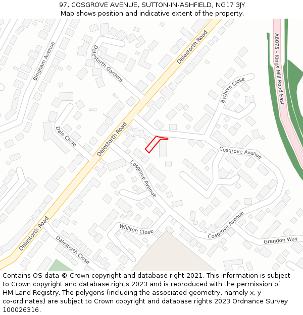 97, COSGROVE AVENUE, SUTTON-IN-ASHFIELD, NG17 3JY: Location map and indicative extent of plot