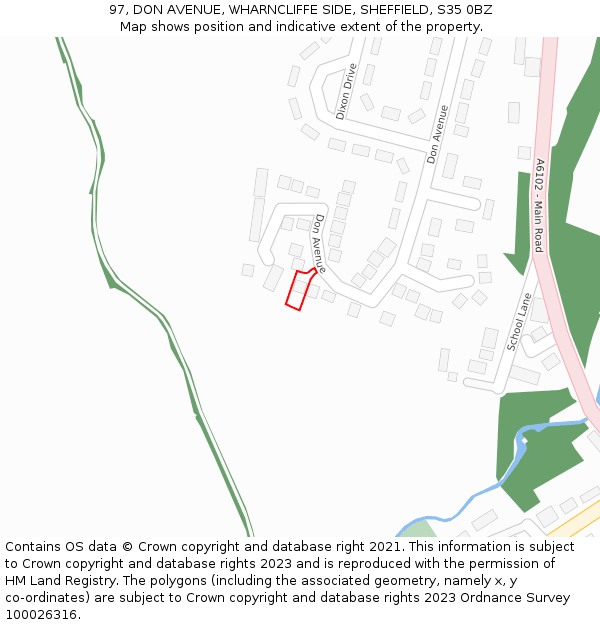 97, DON AVENUE, WHARNCLIFFE SIDE, SHEFFIELD, S35 0BZ: Location map and indicative extent of plot