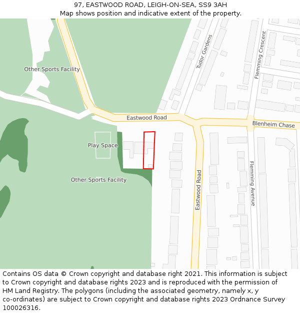 97, EASTWOOD ROAD, LEIGH-ON-SEA, SS9 3AH: Location map and indicative extent of plot