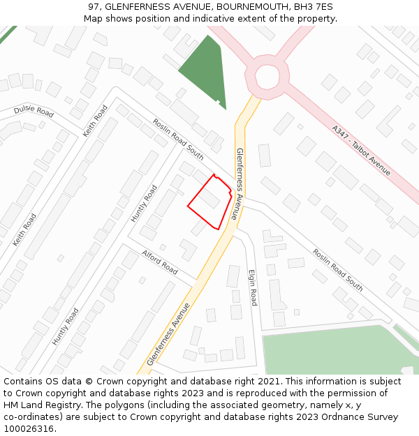 97, GLENFERNESS AVENUE, BOURNEMOUTH, BH3 7ES: Location map and indicative extent of plot