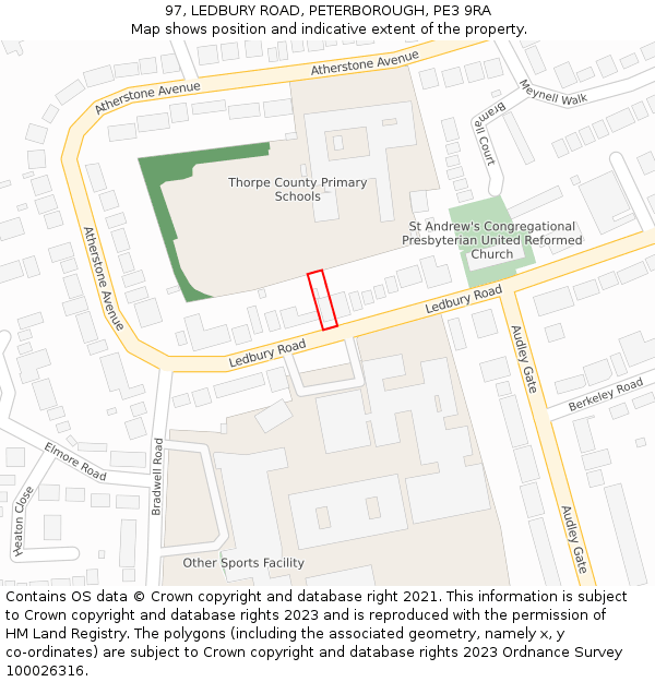97, LEDBURY ROAD, PETERBOROUGH, PE3 9RA: Location map and indicative extent of plot