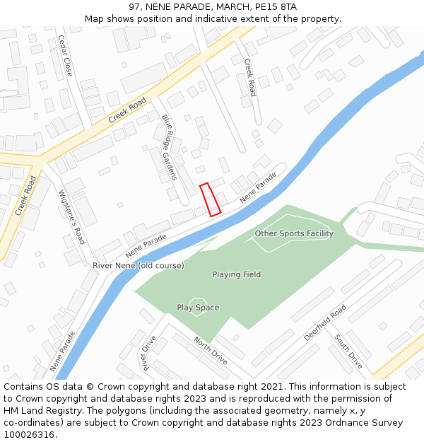 97, NENE PARADE, MARCH, PE15 8TA: Location map and indicative extent of plot