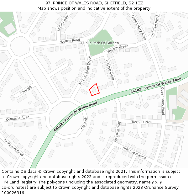 97, PRINCE OF WALES ROAD, SHEFFIELD, S2 1EZ: Location map and indicative extent of plot