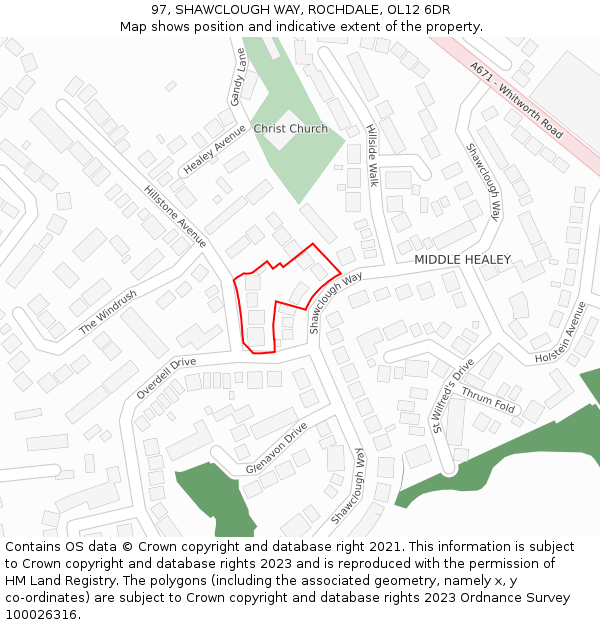 97, SHAWCLOUGH WAY, ROCHDALE, OL12 6DR: Location map and indicative extent of plot