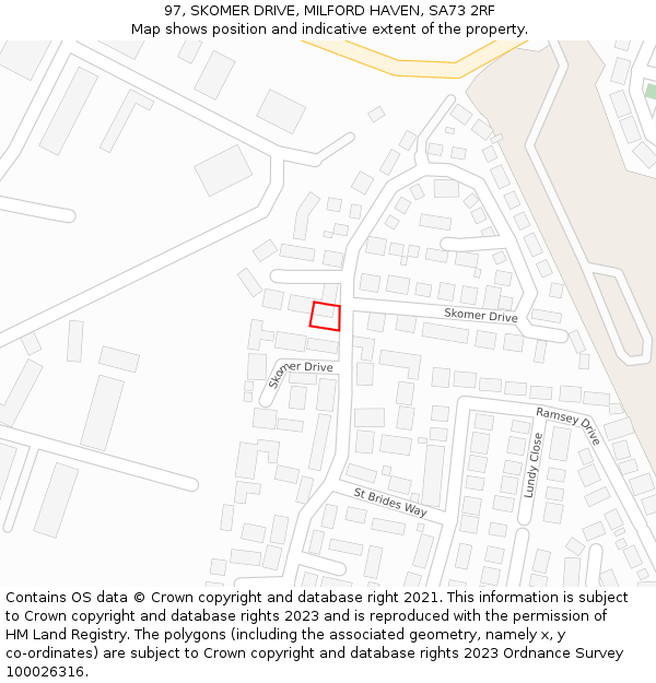 97, SKOMER DRIVE, MILFORD HAVEN, SA73 2RF: Location map and indicative extent of plot