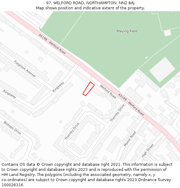 97, WELFORD ROAD, NORTHAMPTON, NN2 8AJ: Location map and indicative extent of plot