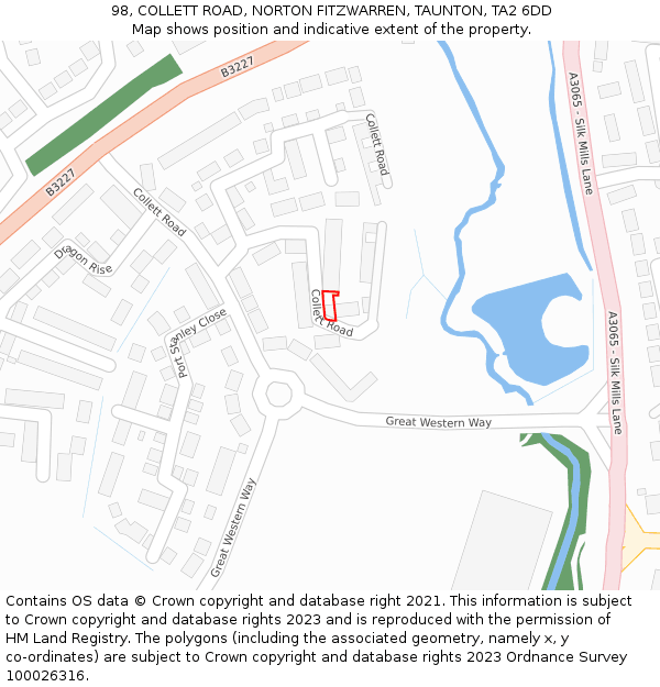 98, COLLETT ROAD, NORTON FITZWARREN, TAUNTON, TA2 6DD: Location map and indicative extent of plot