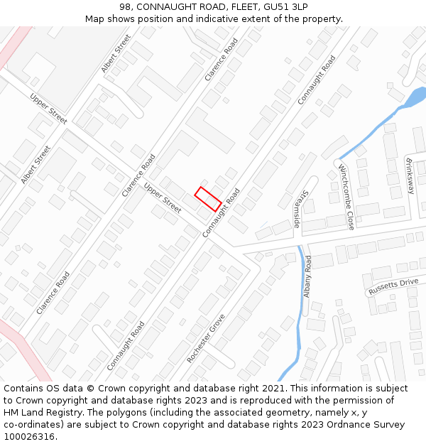 98, CONNAUGHT ROAD, FLEET, GU51 3LP: Location map and indicative extent of plot