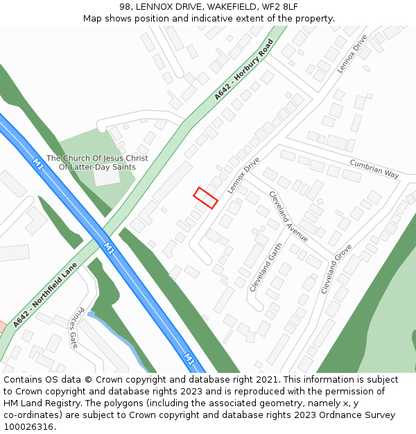 98, LENNOX DRIVE, WAKEFIELD, WF2 8LF: Location map and indicative extent of plot