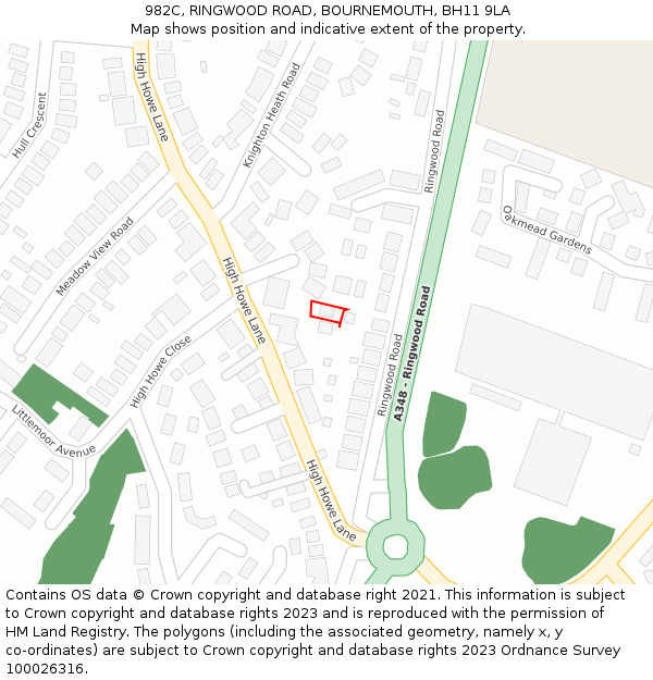 982C, RINGWOOD ROAD, BOURNEMOUTH, BH11 9LA: Location map and indicative extent of plot