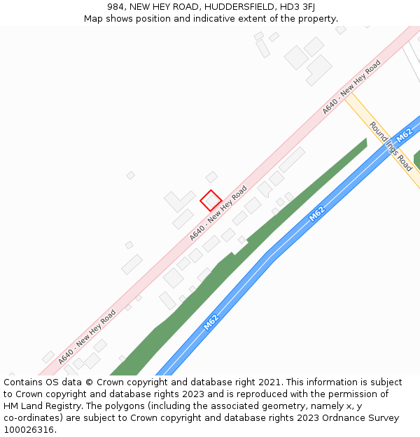 984, NEW HEY ROAD, HUDDERSFIELD, HD3 3FJ: Location map and indicative extent of plot