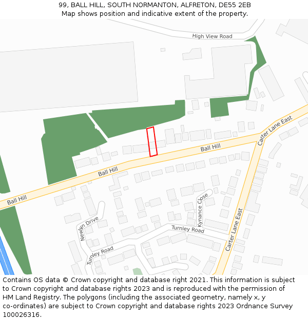 99, BALL HILL, SOUTH NORMANTON, ALFRETON, DE55 2EB: Location map and indicative extent of plot