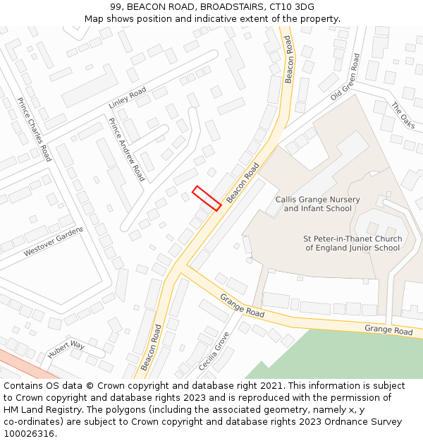 99, BEACON ROAD, BROADSTAIRS, CT10 3DG: Location map and indicative extent of plot