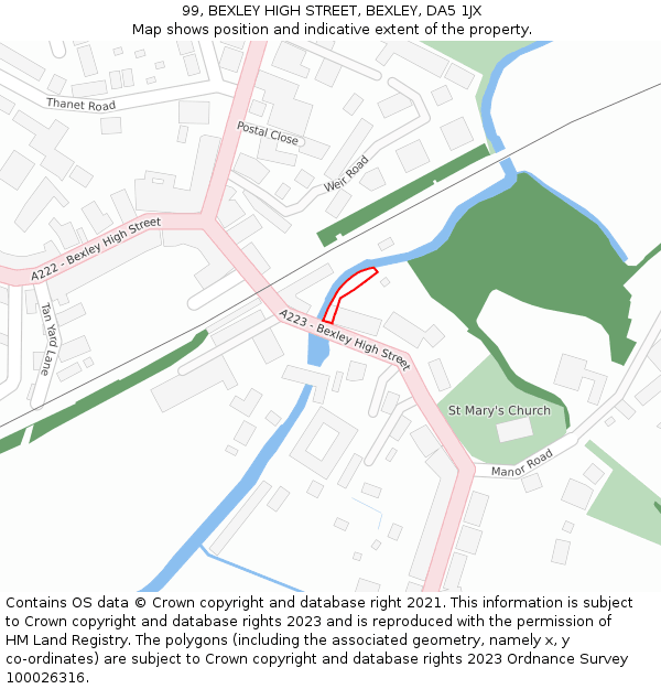 99, BEXLEY HIGH STREET, BEXLEY, DA5 1JX: Location map and indicative extent of plot