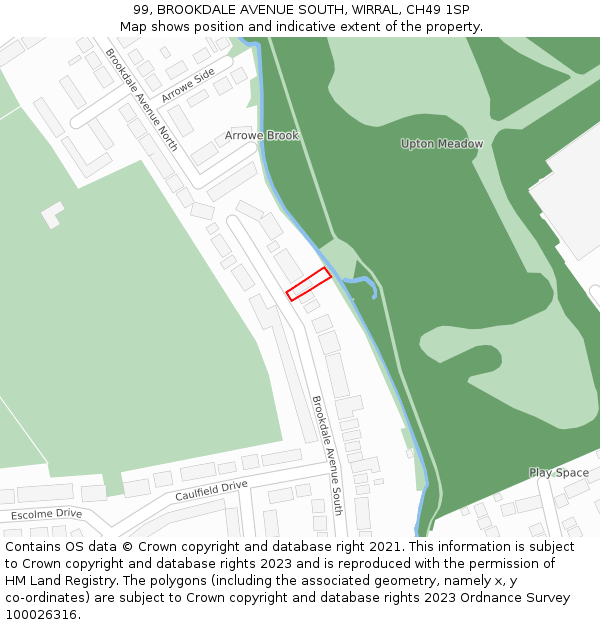 99, BROOKDALE AVENUE SOUTH, WIRRAL, CH49 1SP: Location map and indicative extent of plot