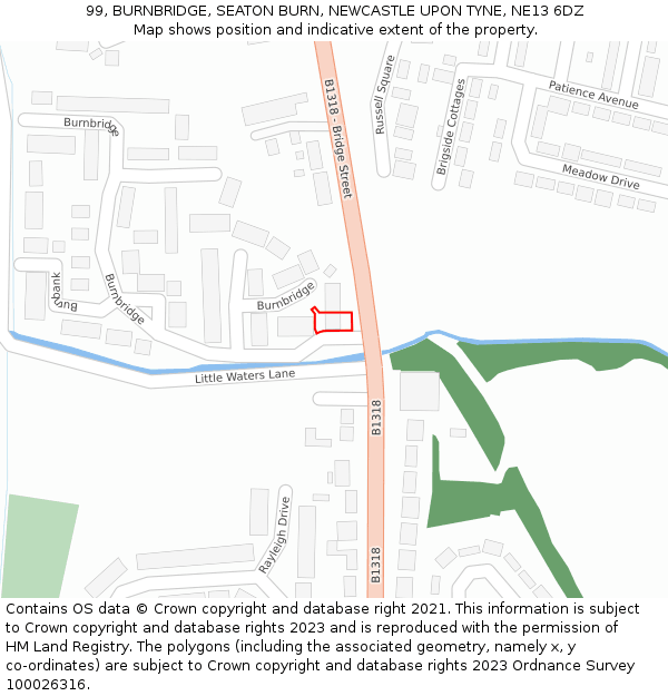 99, BURNBRIDGE, SEATON BURN, NEWCASTLE UPON TYNE, NE13 6DZ: Location map and indicative extent of plot