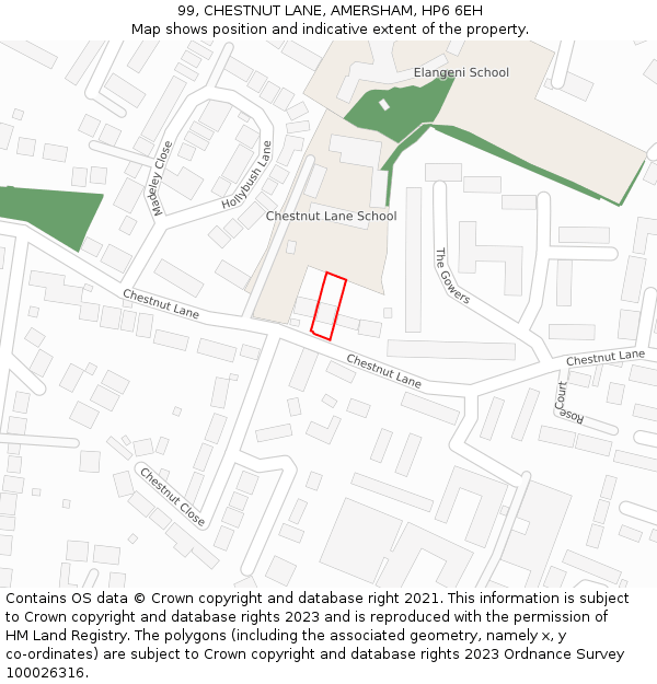 99, CHESTNUT LANE, AMERSHAM, HP6 6EH: Location map and indicative extent of plot