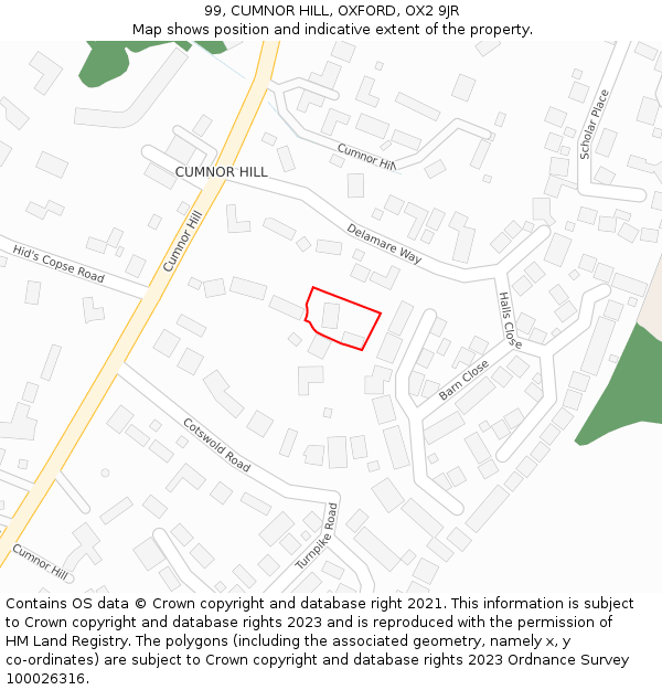 99, CUMNOR HILL, OXFORD, OX2 9JR: Location map and indicative extent of plot