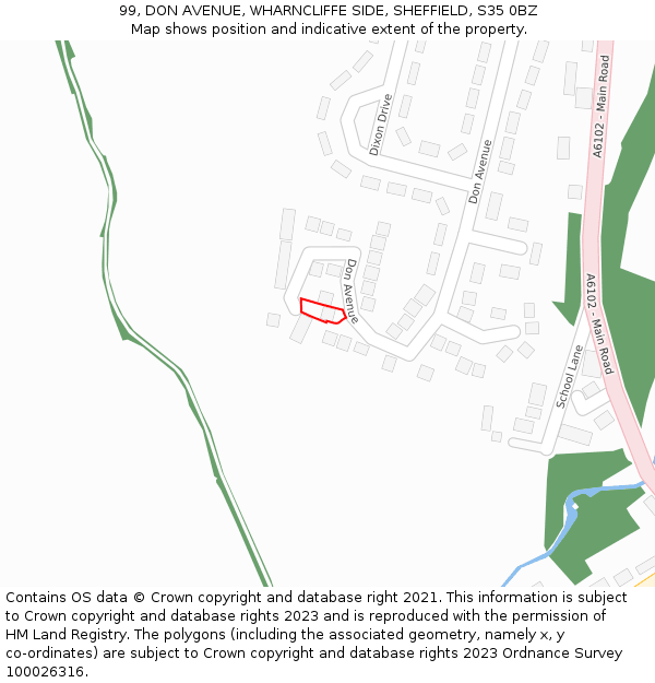 99, DON AVENUE, WHARNCLIFFE SIDE, SHEFFIELD, S35 0BZ: Location map and indicative extent of plot