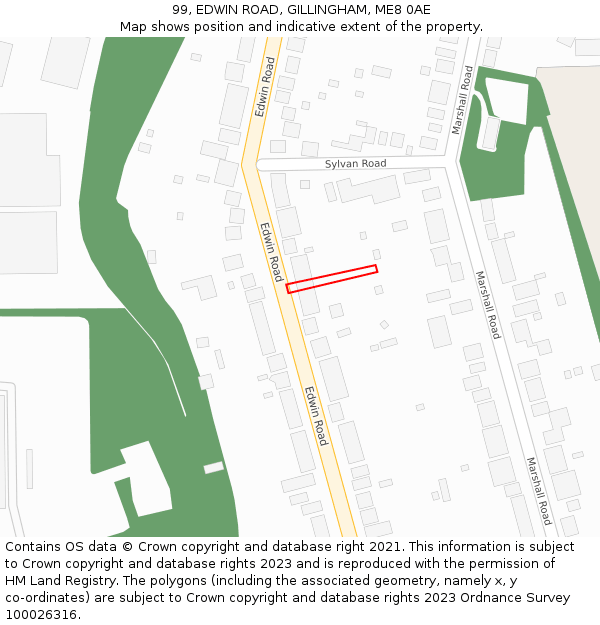 99, EDWIN ROAD, GILLINGHAM, ME8 0AE: Location map and indicative extent of plot