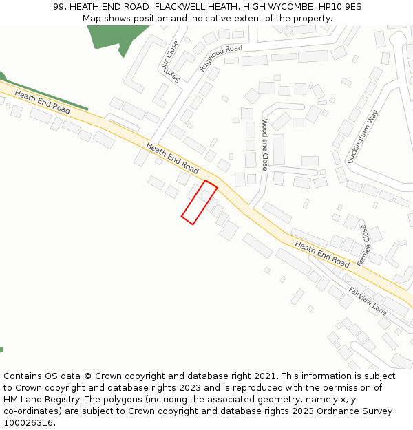 99, HEATH END ROAD, FLACKWELL HEATH, HIGH WYCOMBE, HP10 9ES: Location map and indicative extent of plot