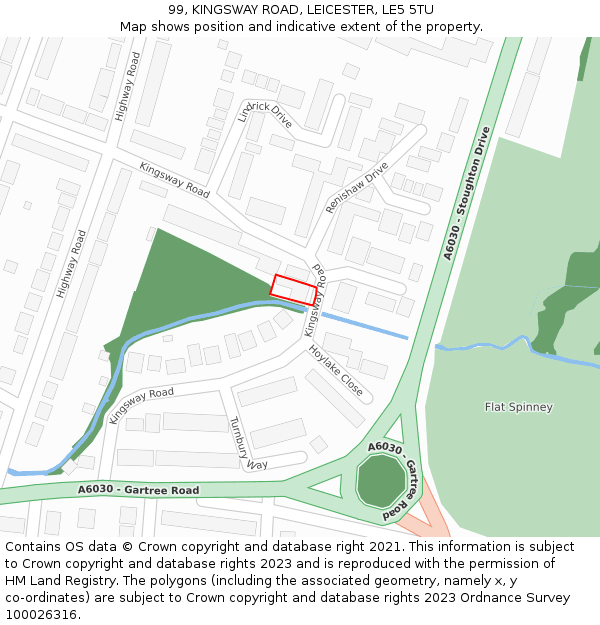 99, KINGSWAY ROAD, LEICESTER, LE5 5TU: Location map and indicative extent of plot