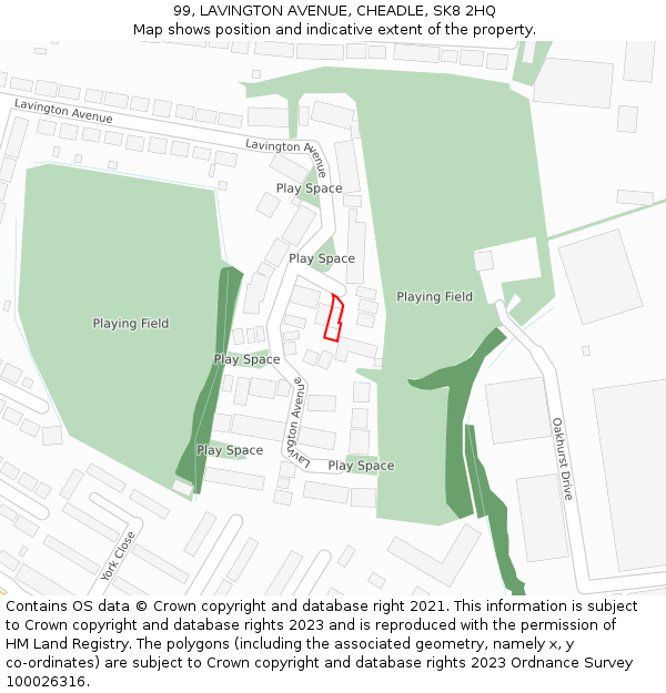 99, LAVINGTON AVENUE, CHEADLE, SK8 2HQ: Location map and indicative extent of plot