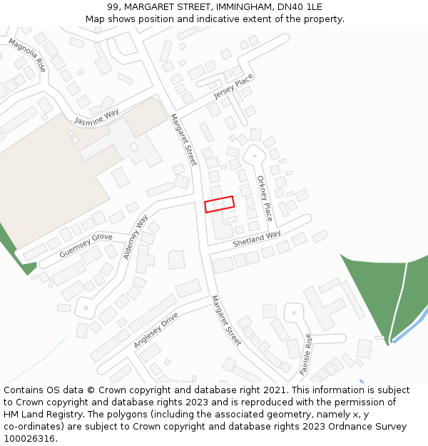 99, MARGARET STREET, IMMINGHAM, DN40 1LE: Location map and indicative extent of plot