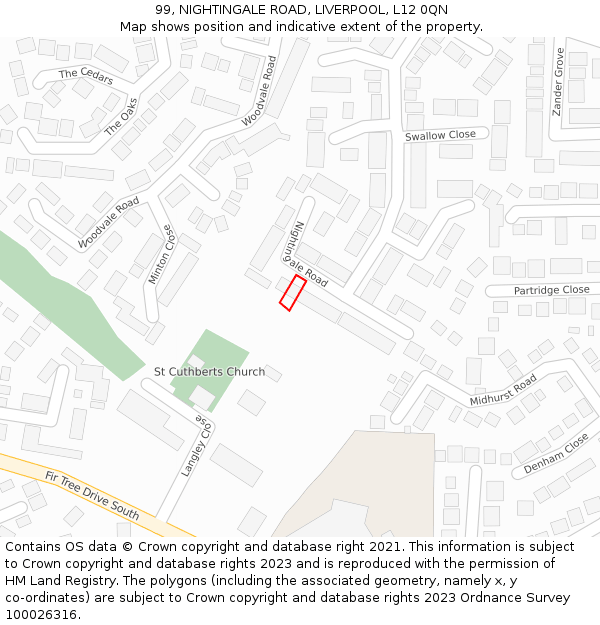 99, NIGHTINGALE ROAD, LIVERPOOL, L12 0QN: Location map and indicative extent of plot