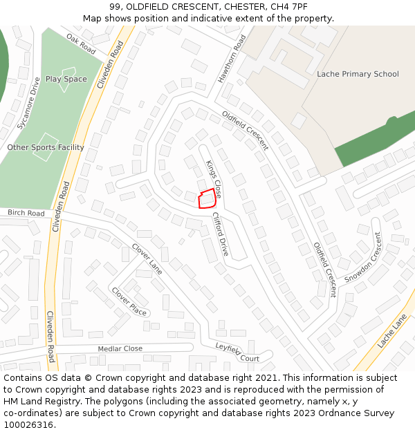 99, OLDFIELD CRESCENT, CHESTER, CH4 7PF: Location map and indicative extent of plot
