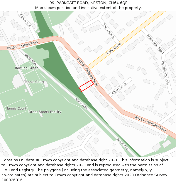 99, PARKGATE ROAD, NESTON, CH64 6QF: Location map and indicative extent of plot