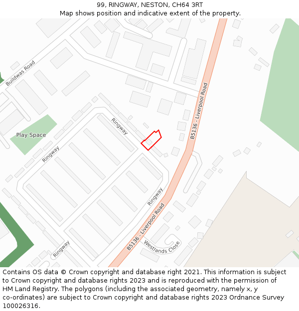 99, RINGWAY, NESTON, CH64 3RT: Location map and indicative extent of plot