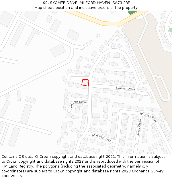 99, SKOMER DRIVE, MILFORD HAVEN, SA73 2RF: Location map and indicative extent of plot