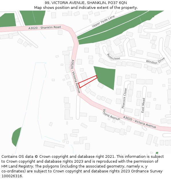 99, VICTORIA AVENUE, SHANKLIN, PO37 6QN: Location map and indicative extent of plot