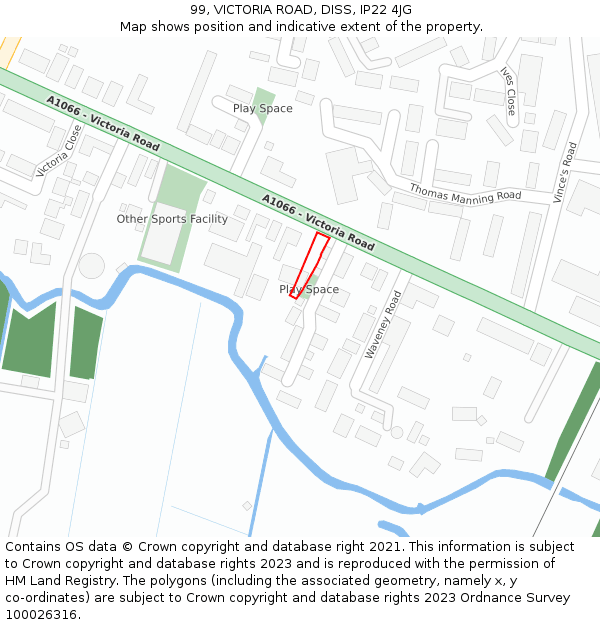 99, VICTORIA ROAD, DISS, IP22 4JG: Location map and indicative extent of plot