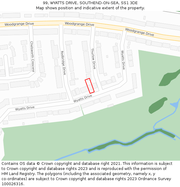 99, WYATTS DRIVE, SOUTHEND-ON-SEA, SS1 3DE: Location map and indicative extent of plot
