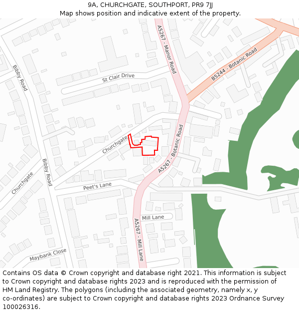 9A, CHURCHGATE, SOUTHPORT, PR9 7JJ: Location map and indicative extent of plot