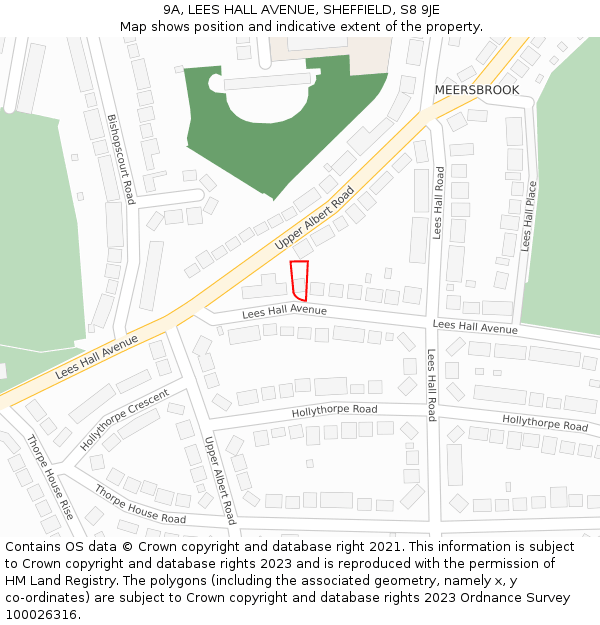 9A, LEES HALL AVENUE, SHEFFIELD, S8 9JE: Location map and indicative extent of plot