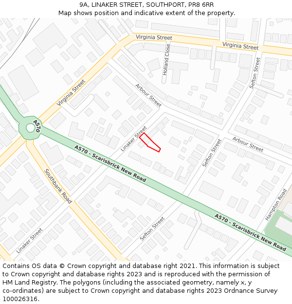 9A, LINAKER STREET, SOUTHPORT, PR8 6RR: Location map and indicative extent of plot