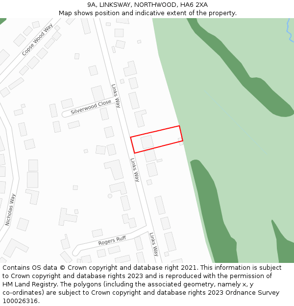 9A, LINKSWAY, NORTHWOOD, HA6 2XA: Location map and indicative extent of plot