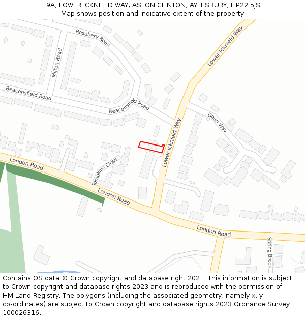 9A, LOWER ICKNIELD WAY, ASTON CLINTON, AYLESBURY, HP22 5JS: Location map and indicative extent of plot