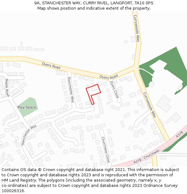 9A, STANCHESTER WAY, CURRY RIVEL, LANGPORT, TA10 0PS: Location map and indicative extent of plot