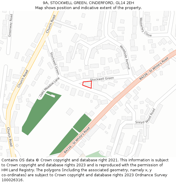 9A, STOCKWELL GREEN, CINDERFORD, GL14 2EH: Location map and indicative extent of plot
